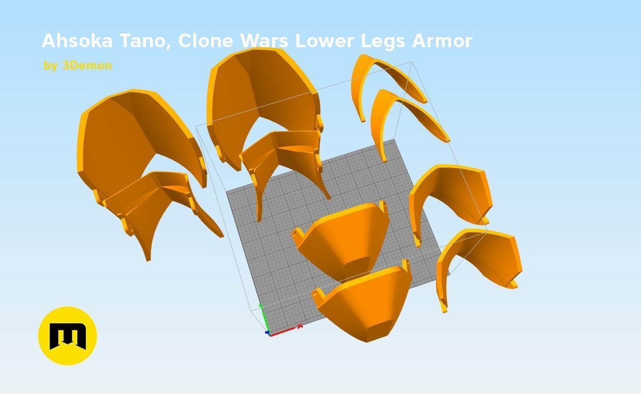 Ahsoka Tano Clone Wars Lower Legs Armor 3D print model_5