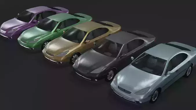 Generic Sedan Car With Interior Lowpoly 3D Model