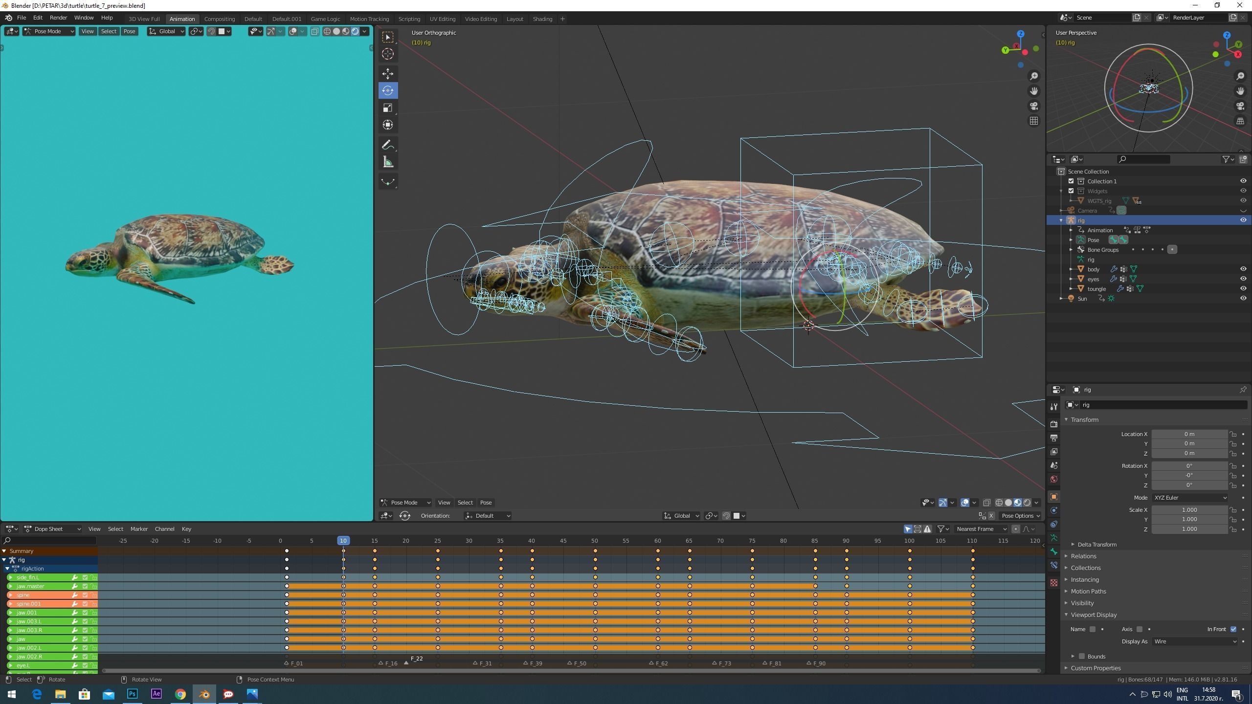 sea turtle Low-poly 3D model_3