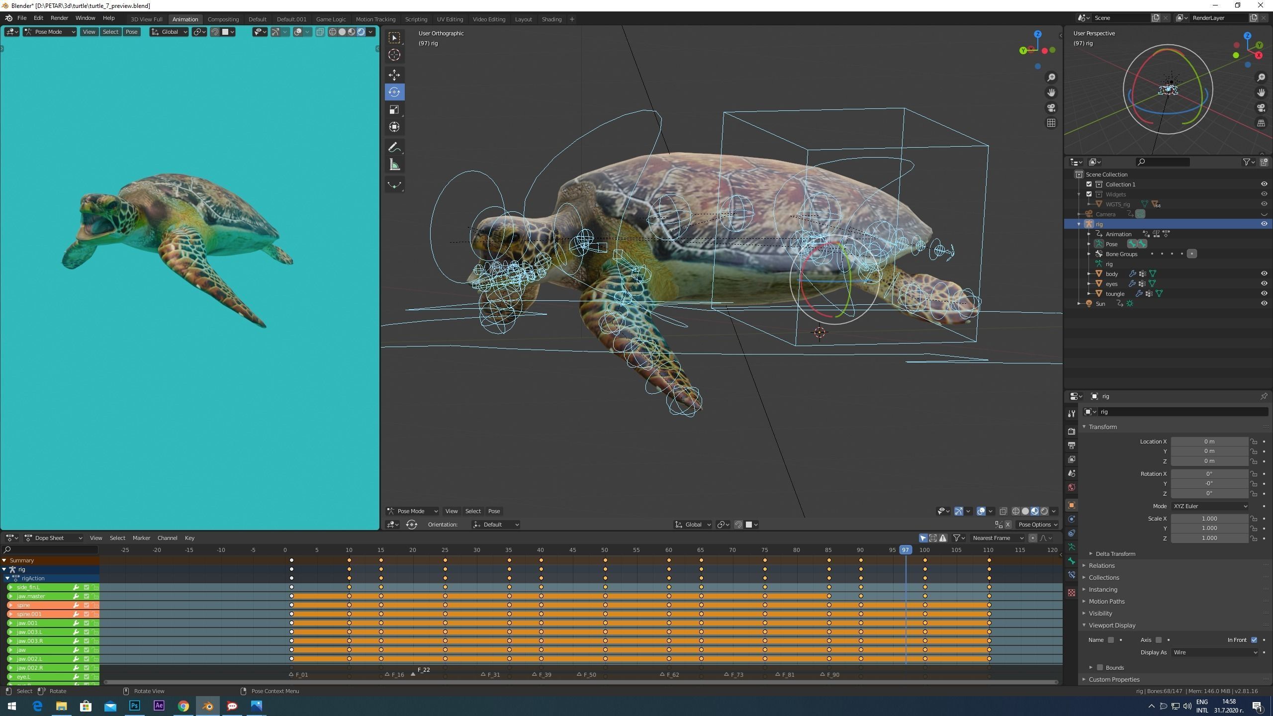 sea turtle Low-poly 3D model_4