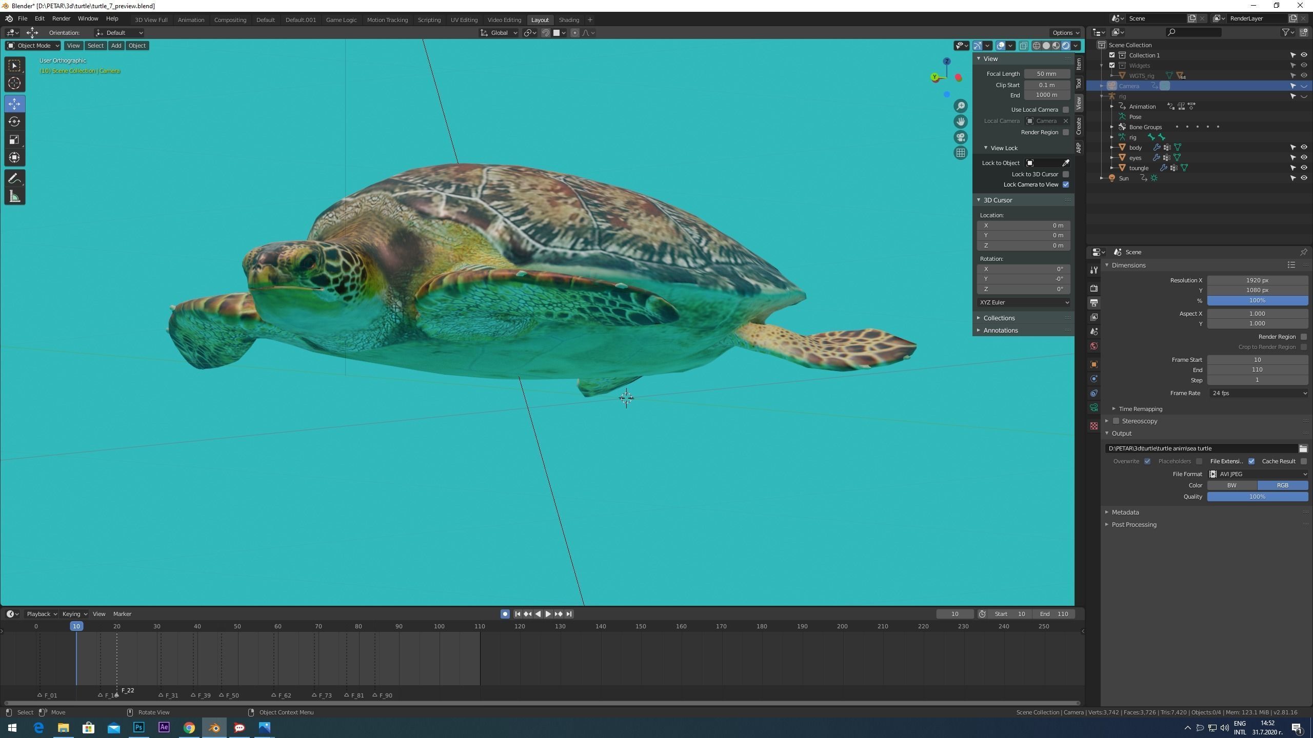 sea turtle Low-poly 3D model_10