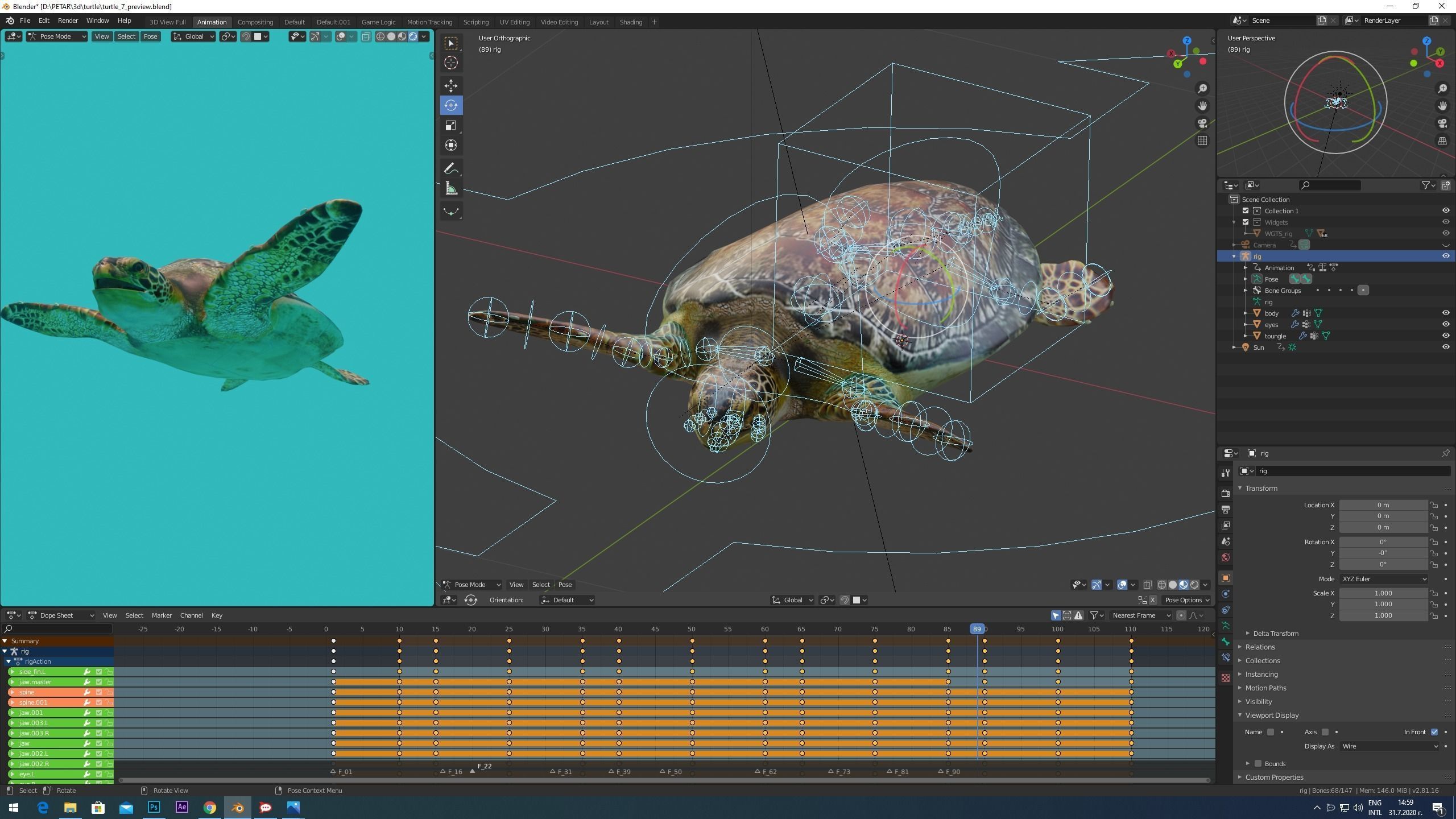 sea turtle Low-poly 3D model_5