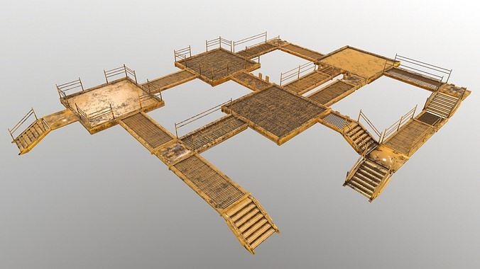 Stair Set of wooden pallets Low-poly 3D model