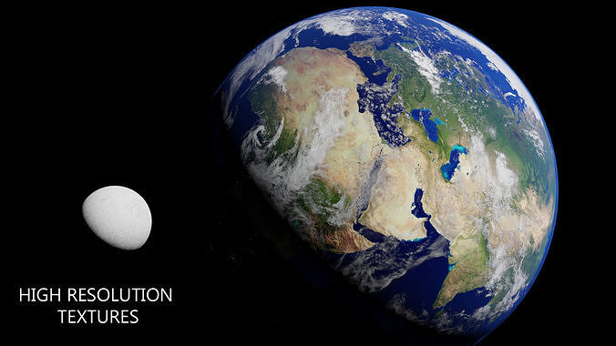 Realistic Earth and Moon 3D model