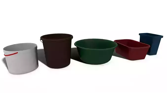 Bucket Pack - Game props Low-poly 3D model