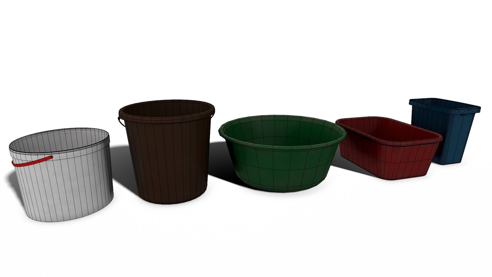 Bucket Pack - Game props Low-poly 3D model_1
