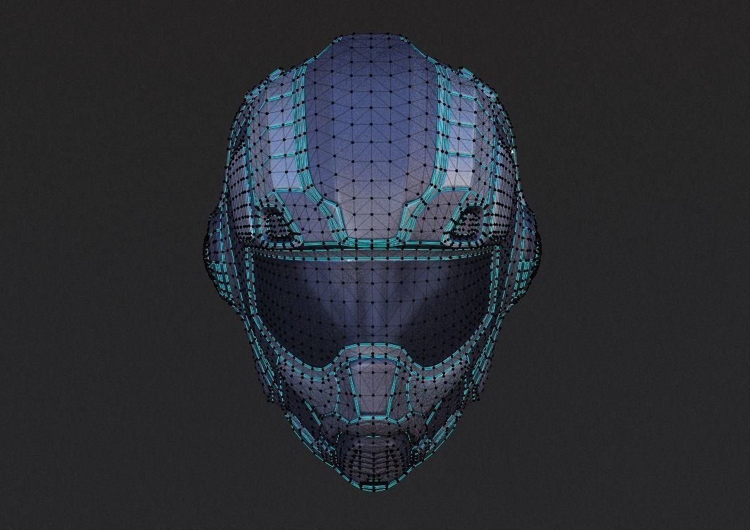 Sci-fi Helmet Low Poly PBR Low-poly 3D model_16