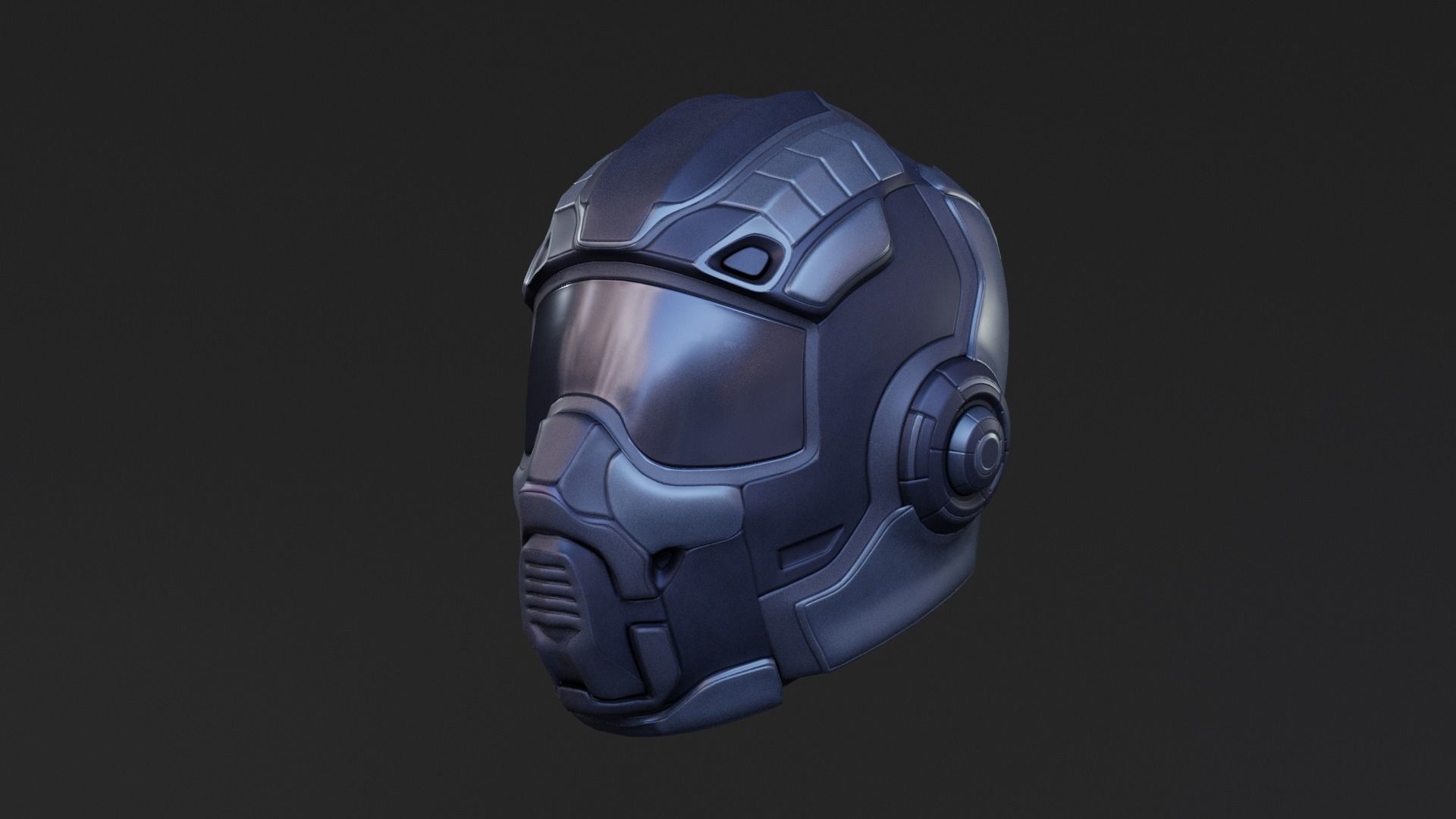 Sci-fi Helmet Low Poly PBR Low-poly 3D model_4
