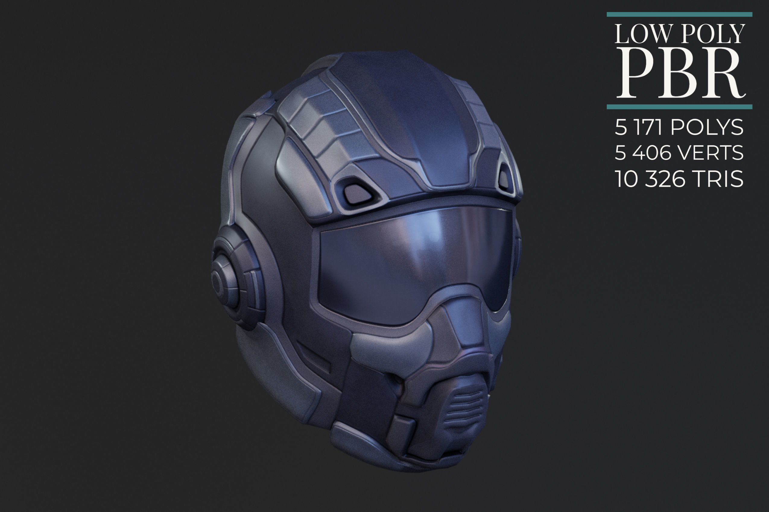 Sci-fi Helmet Low Poly PBR Low-poly 3D model_1