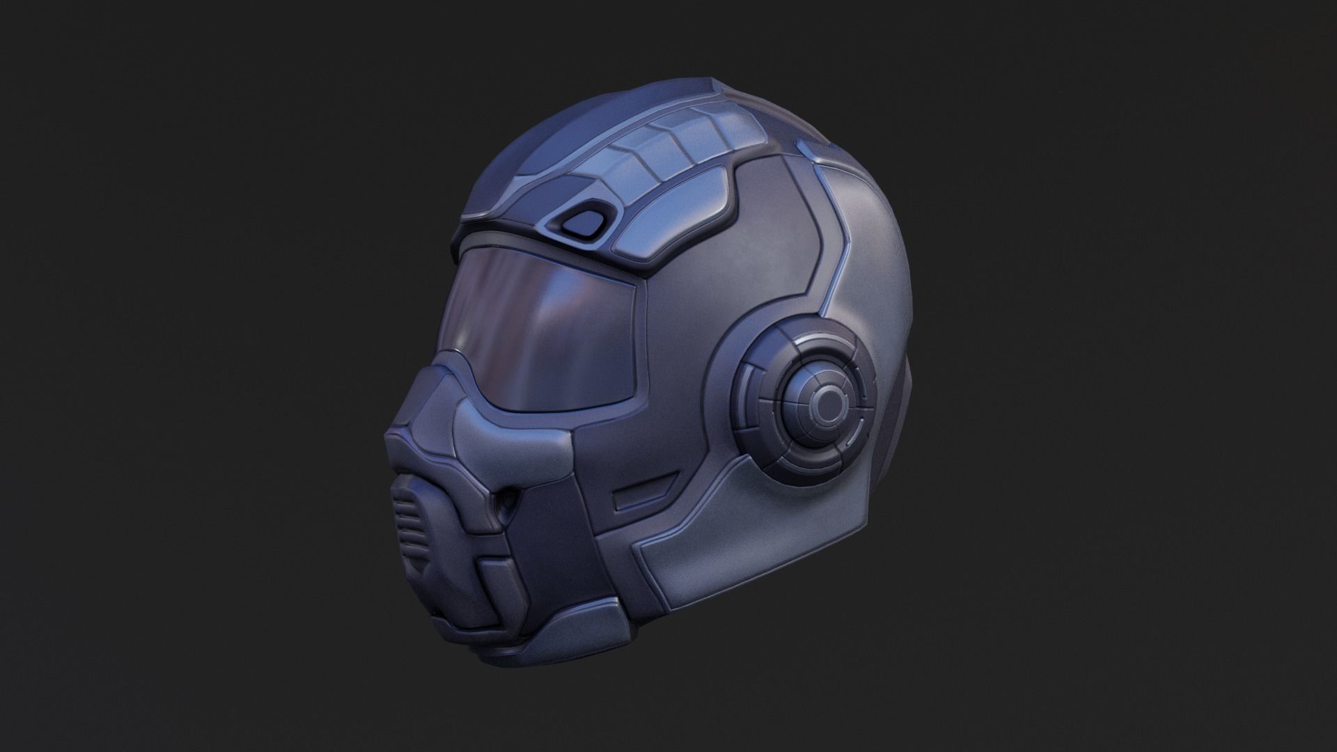 Sci-fi Helmet Low Poly PBR Low-poly 3D model_9