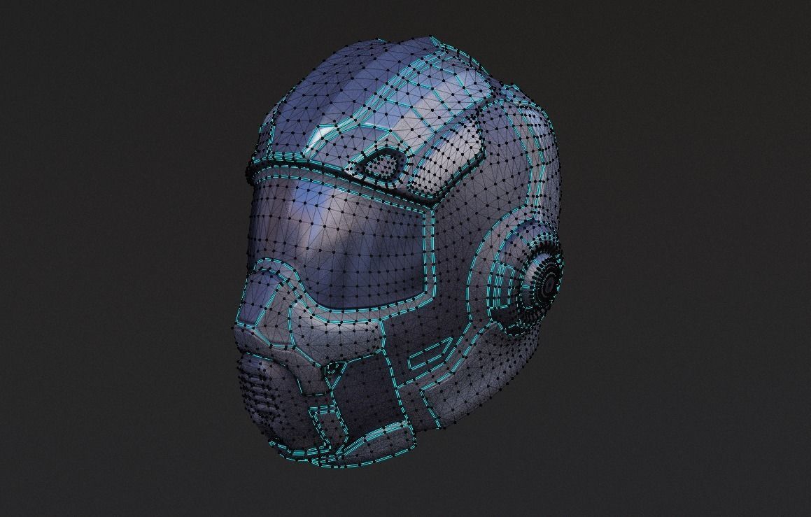 Sci-fi Helmet Low Poly PBR Low-poly 3D model_13