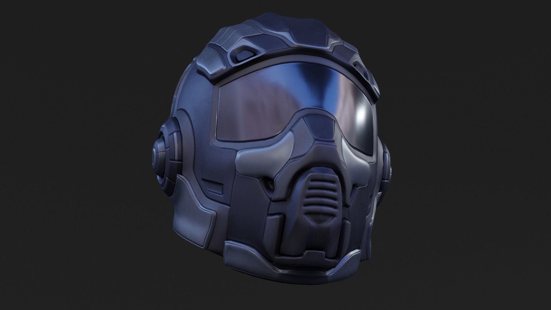 Sci-fi Helmet Low Poly PBR Low-poly 3D model_10