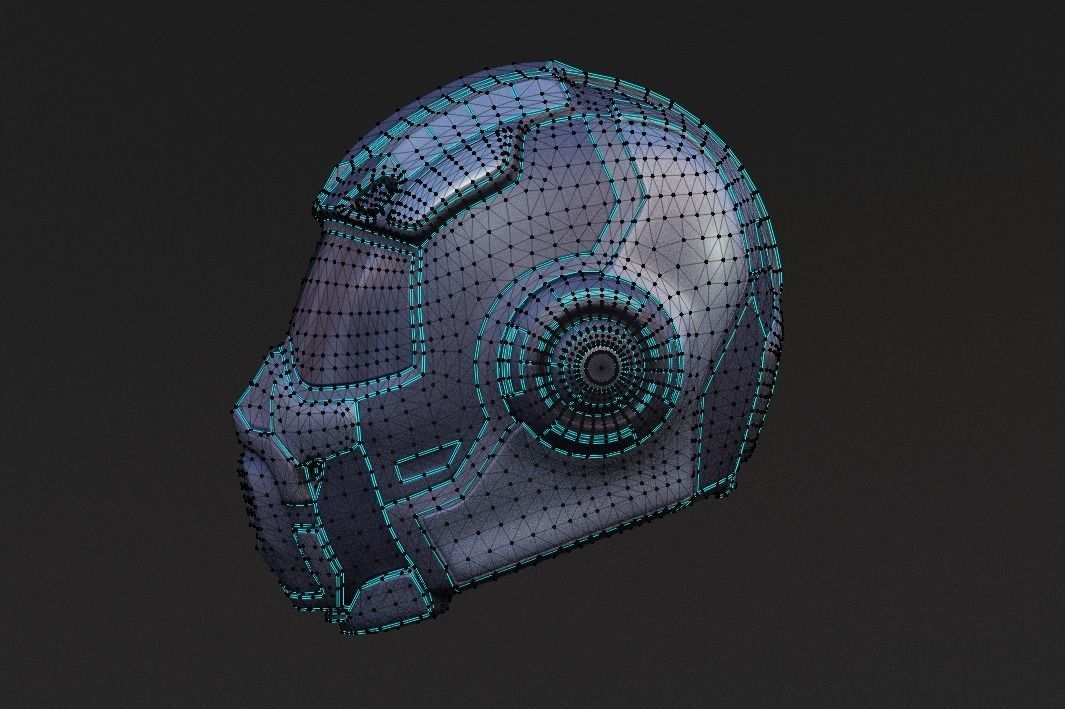 Sci-fi Helmet Low Poly PBR Low-poly 3D model_14