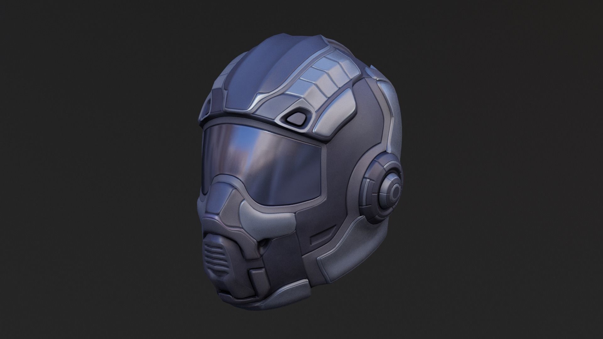 Sci-fi Helmet Low Poly PBR Low-poly 3D model_21