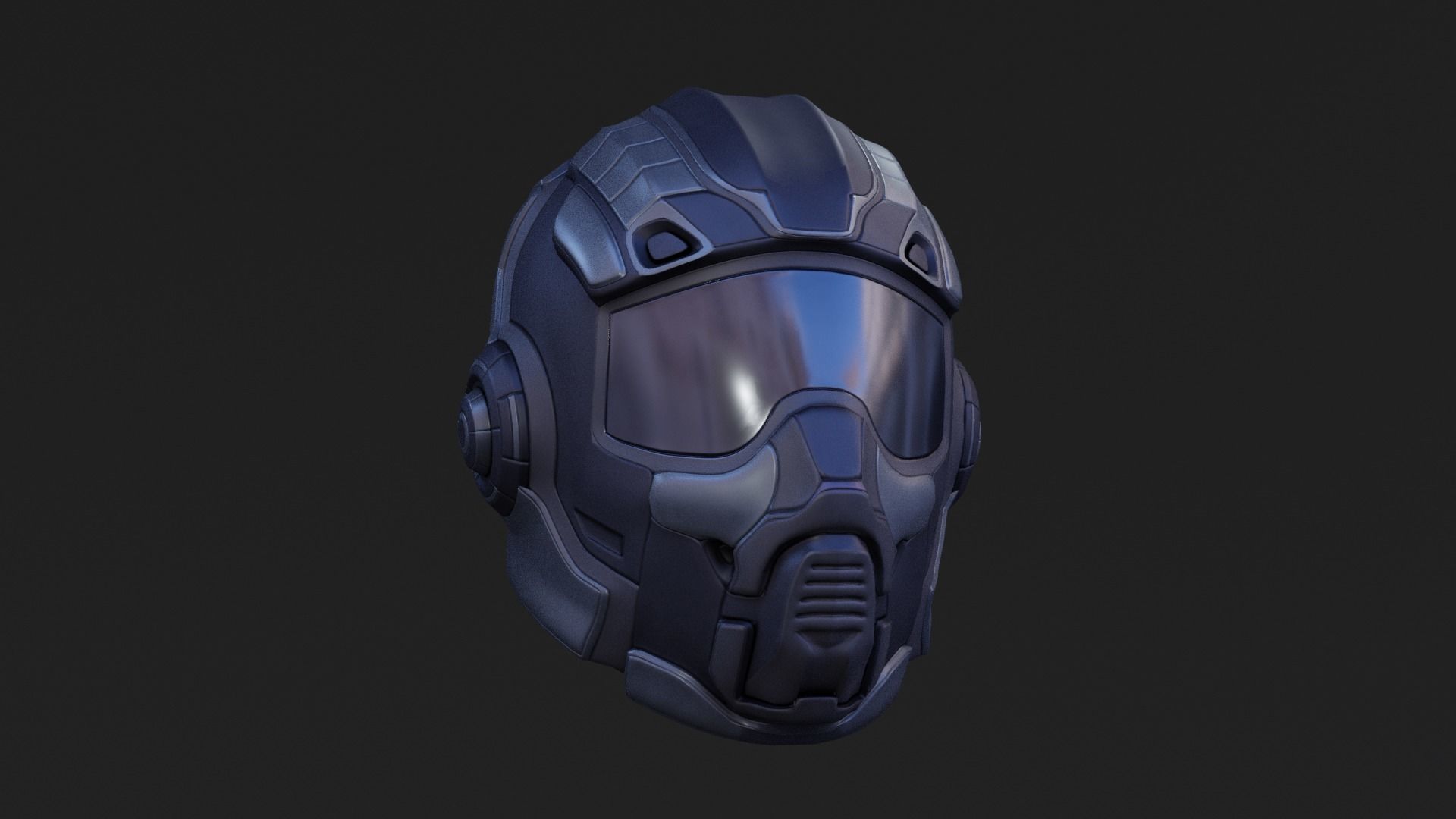 Sci-fi Helmet Low Poly PBR Low-poly 3D model_11
