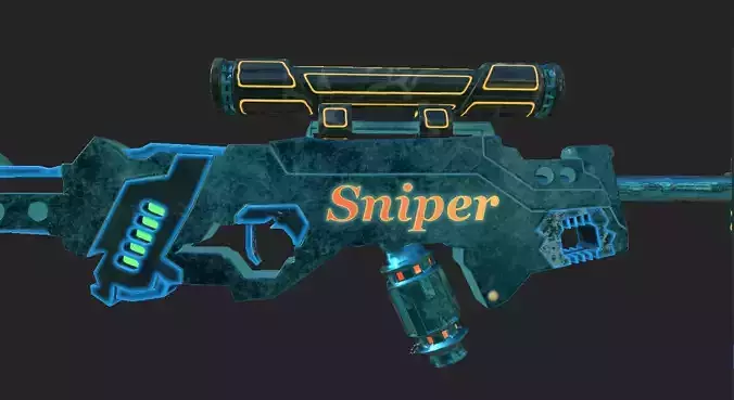 lightning sniper Low-poly 3D model