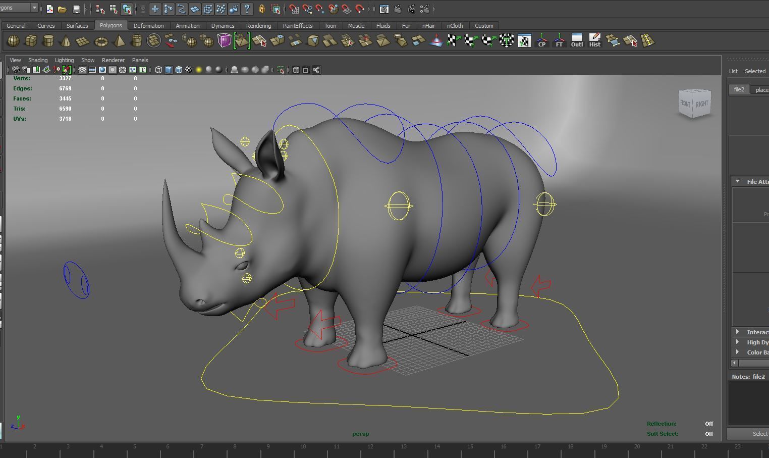 Dirty Realistic Rhino Rigged and animated 3D Model Low-poly 3D model_20