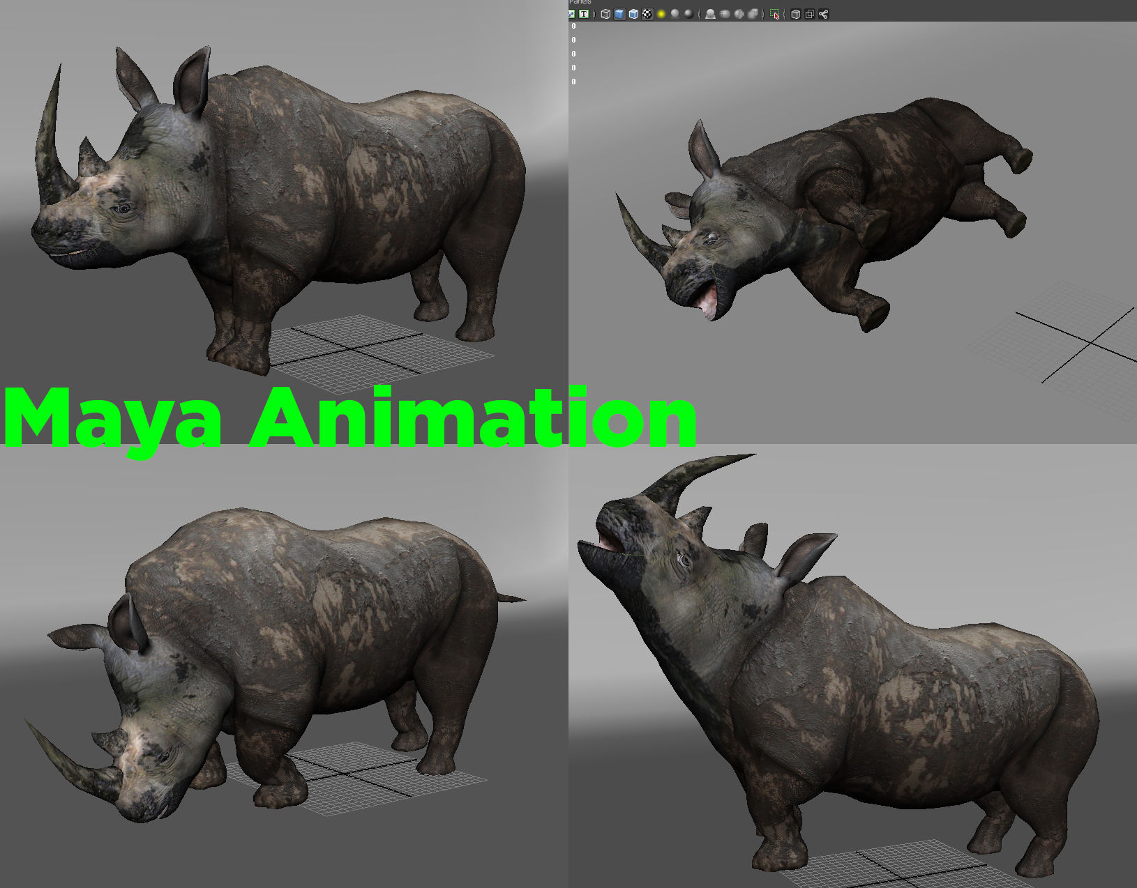 Dirty Realistic Rhino Rigged and animated 3D Model Low-poly 3D model_17