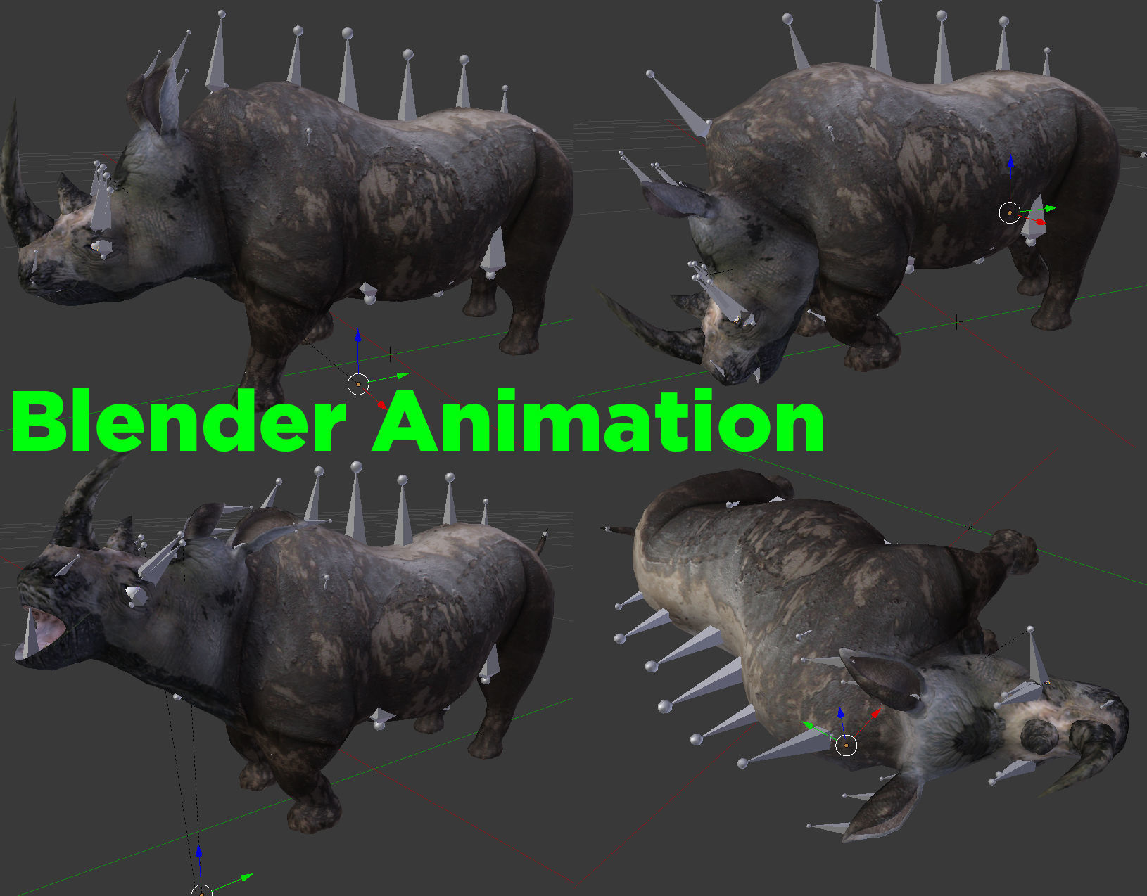 Dirty Realistic Rhino Rigged and animated 3D Model Low-poly 3D model_18