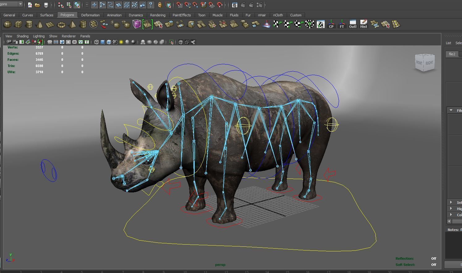 Dirty Realistic Rhino Rigged and animated 3D Model Low-poly 3D model_19