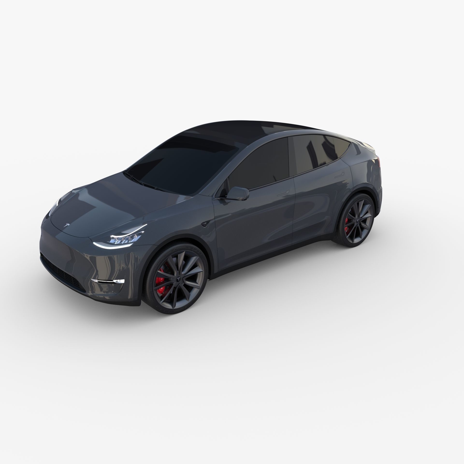 Tesla Model Y AWD Midnight Silver with chassis 3D model_6