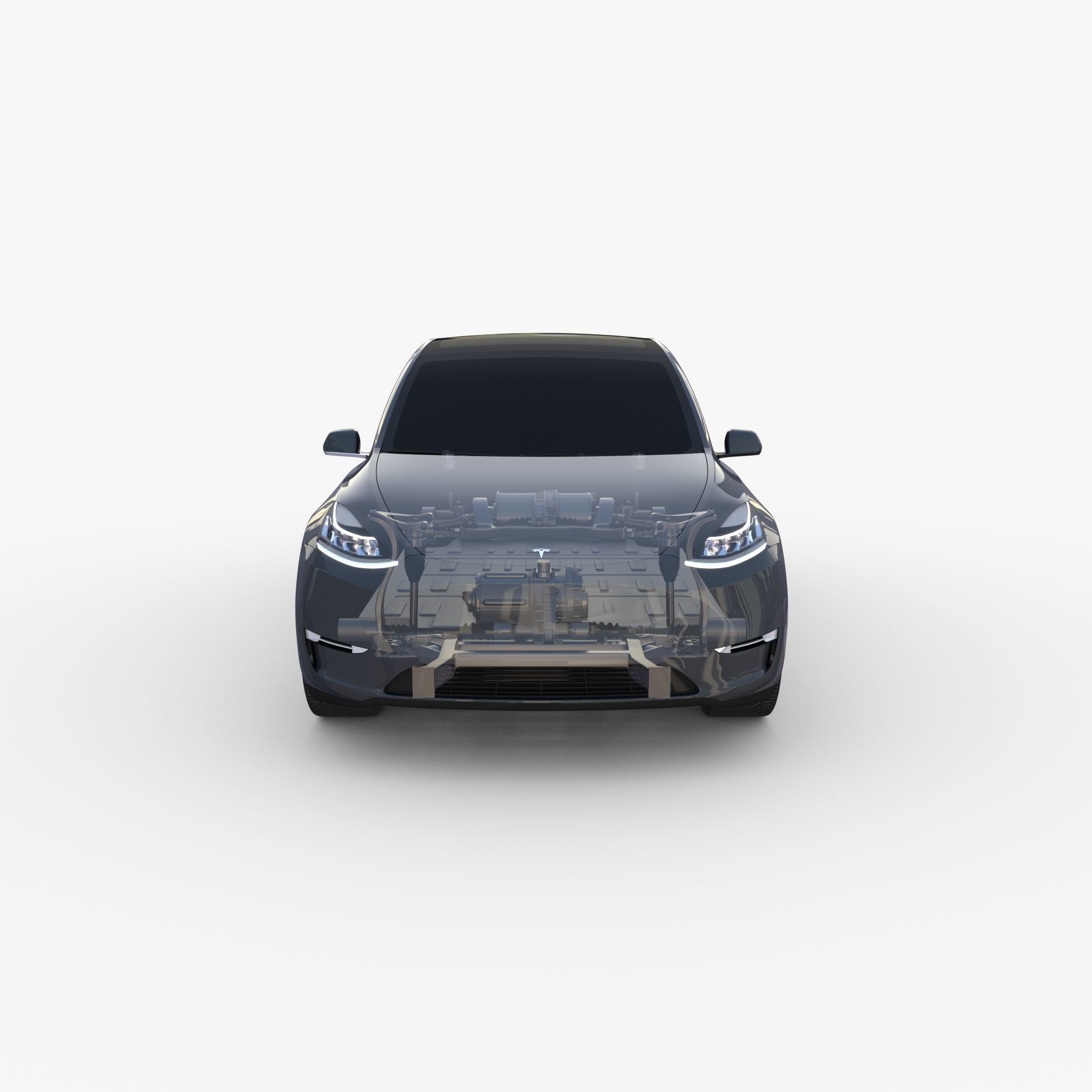 Tesla Model Y AWD Midnight Silver with chassis 3D model_20
