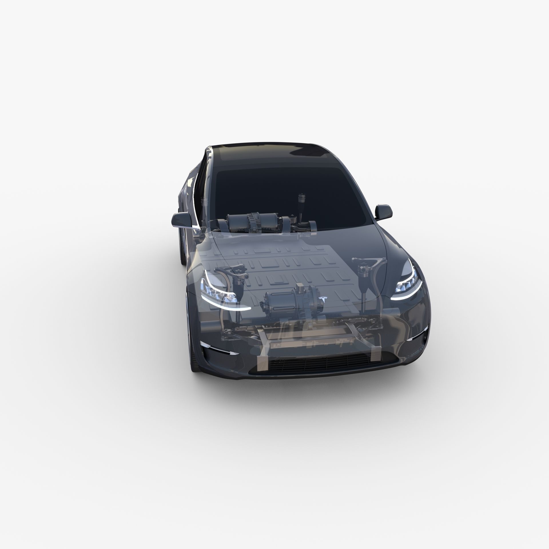 Tesla Model Y AWD Midnight Silver with chassis 3D model_30
