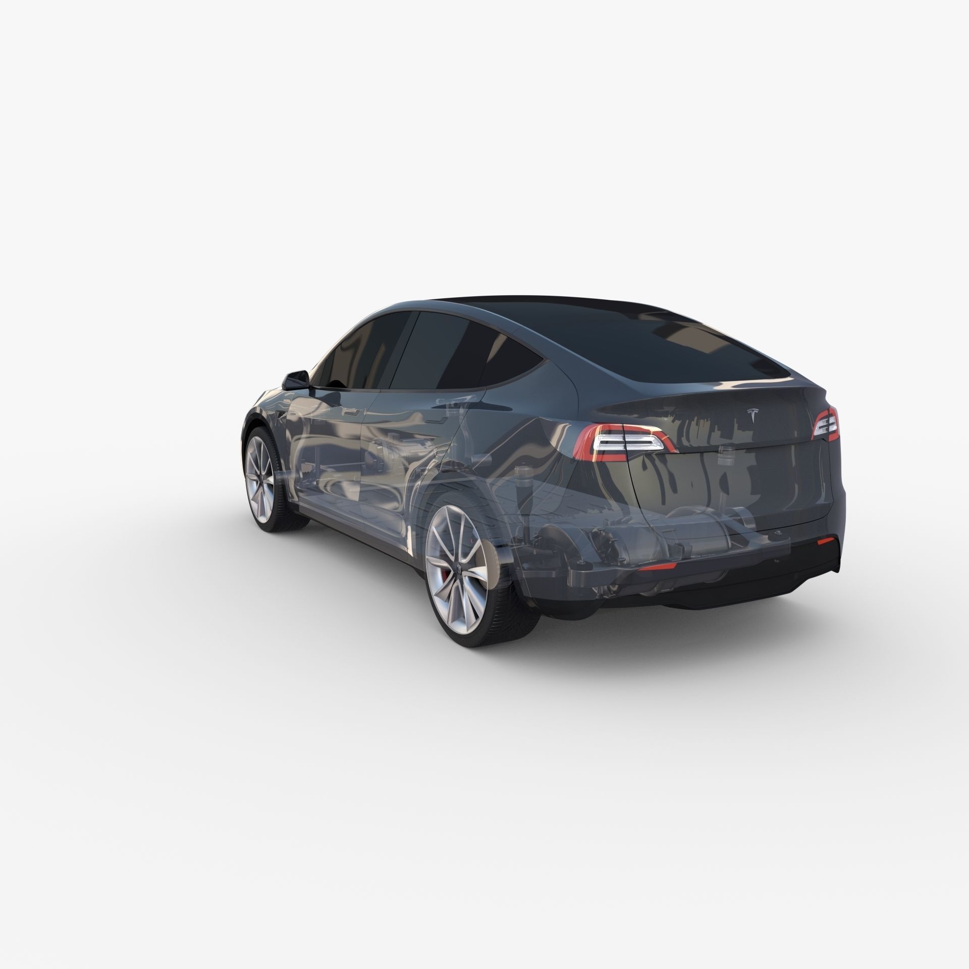 Tesla Model Y AWD Midnight Silver with chassis 3D model_22