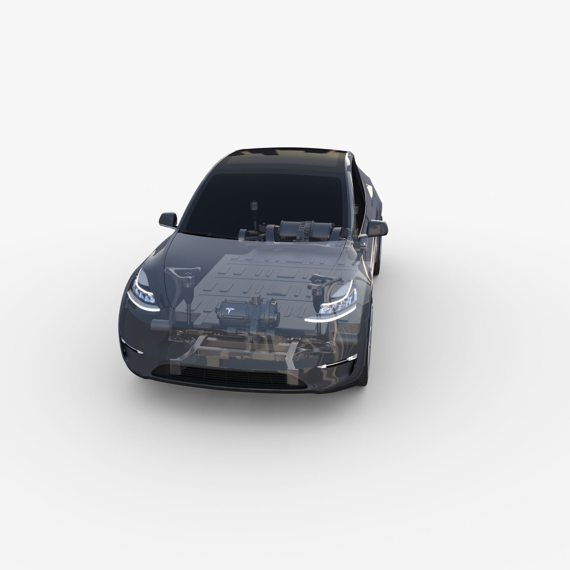 Tesla Model Y AWD Midnight Silver with chassis 3D model_25