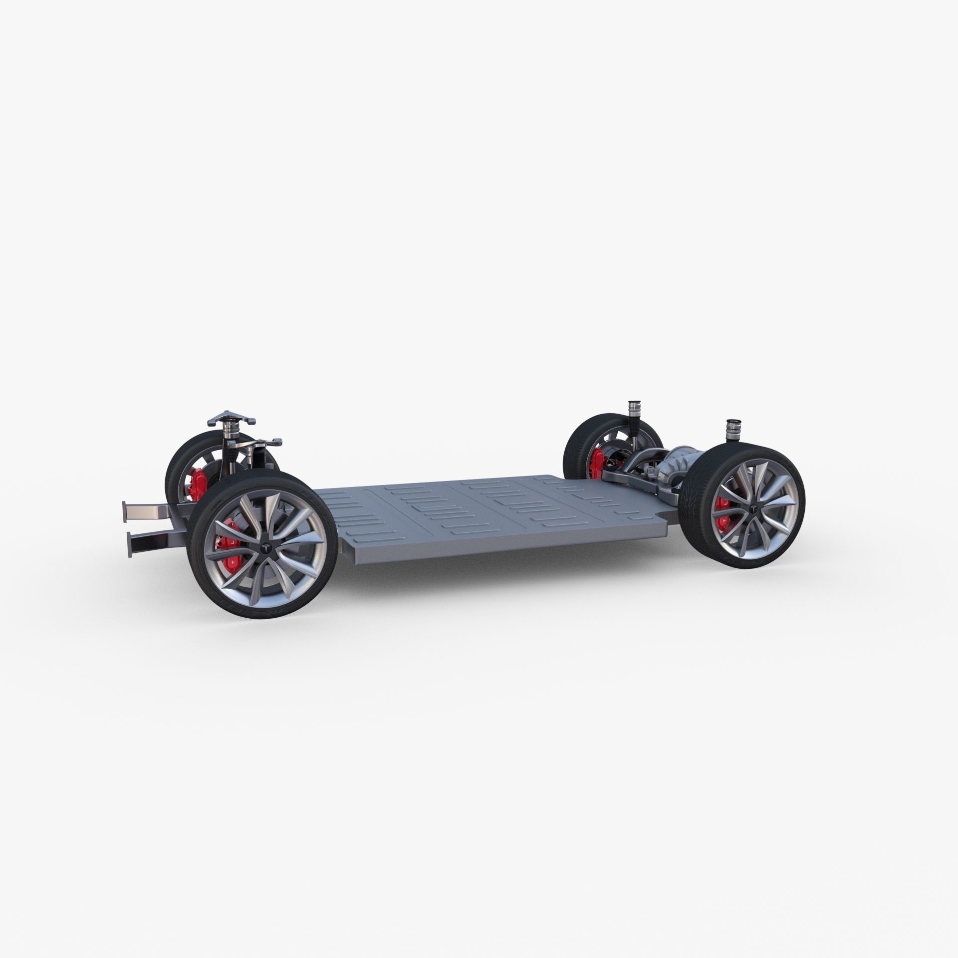 Tesla Model Y AWD Midnight Silver with chassis 3D model_17