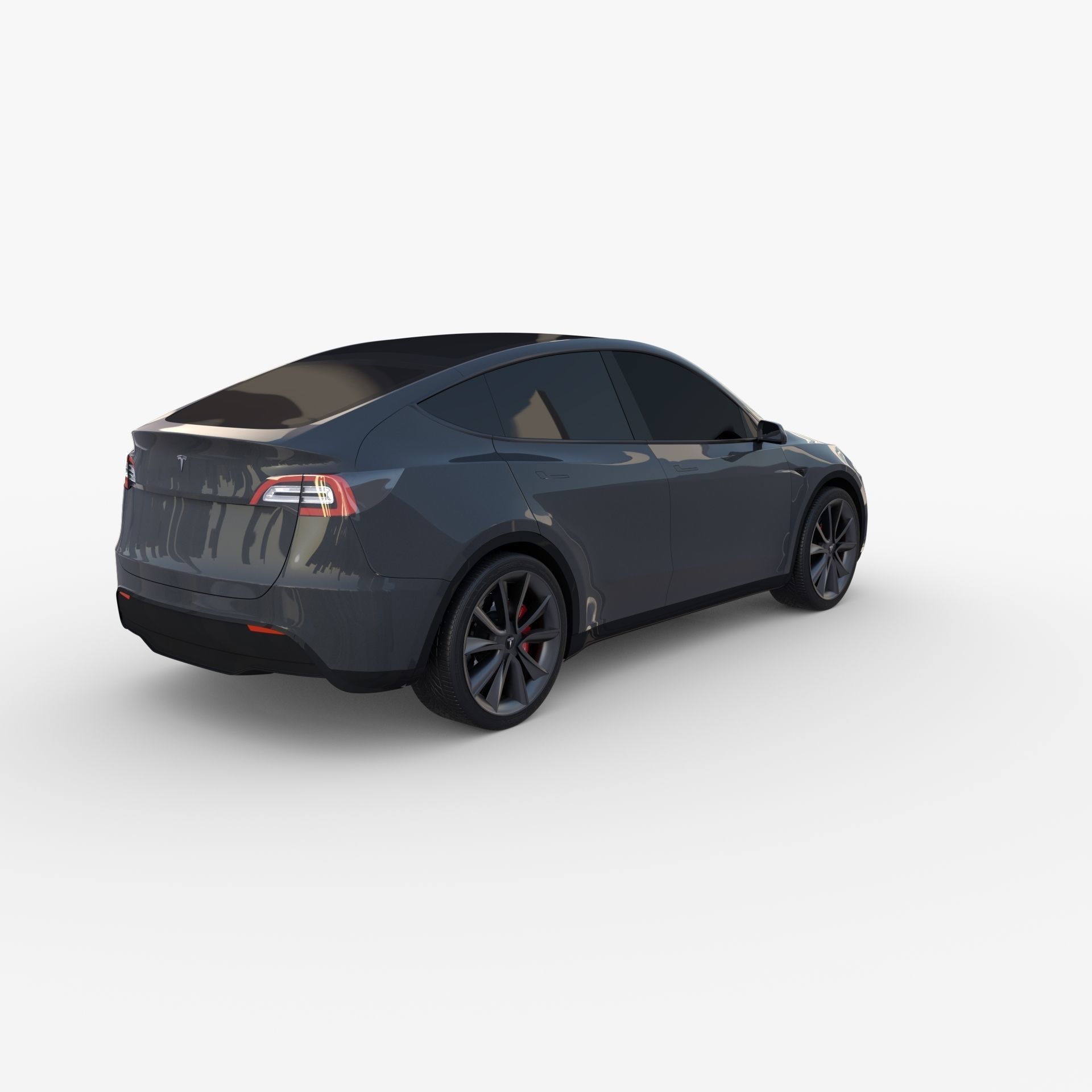 Tesla Model Y AWD Midnight Silver with chassis 3D model_4