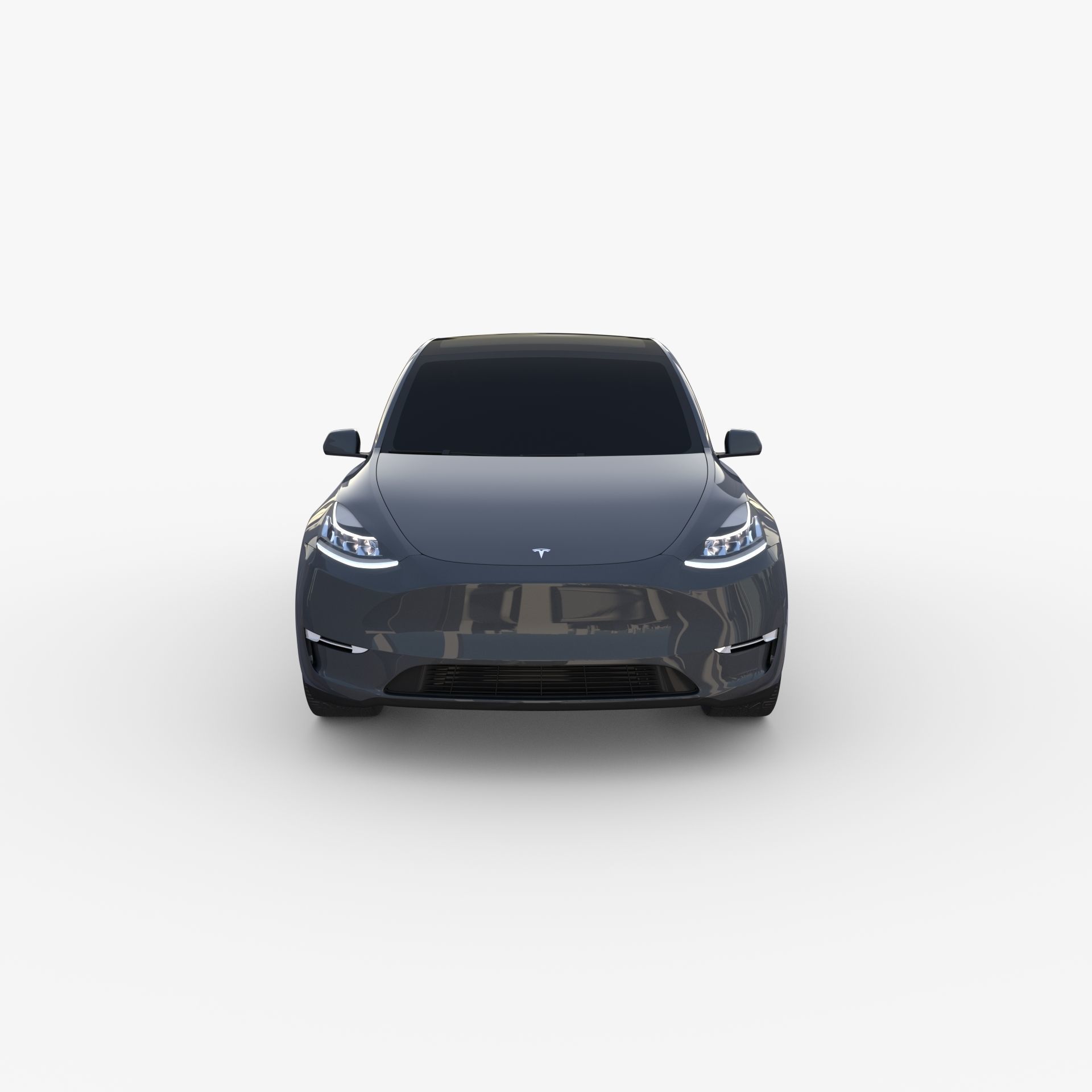 Tesla Model Y AWD Midnight Silver with chassis 3D model_1