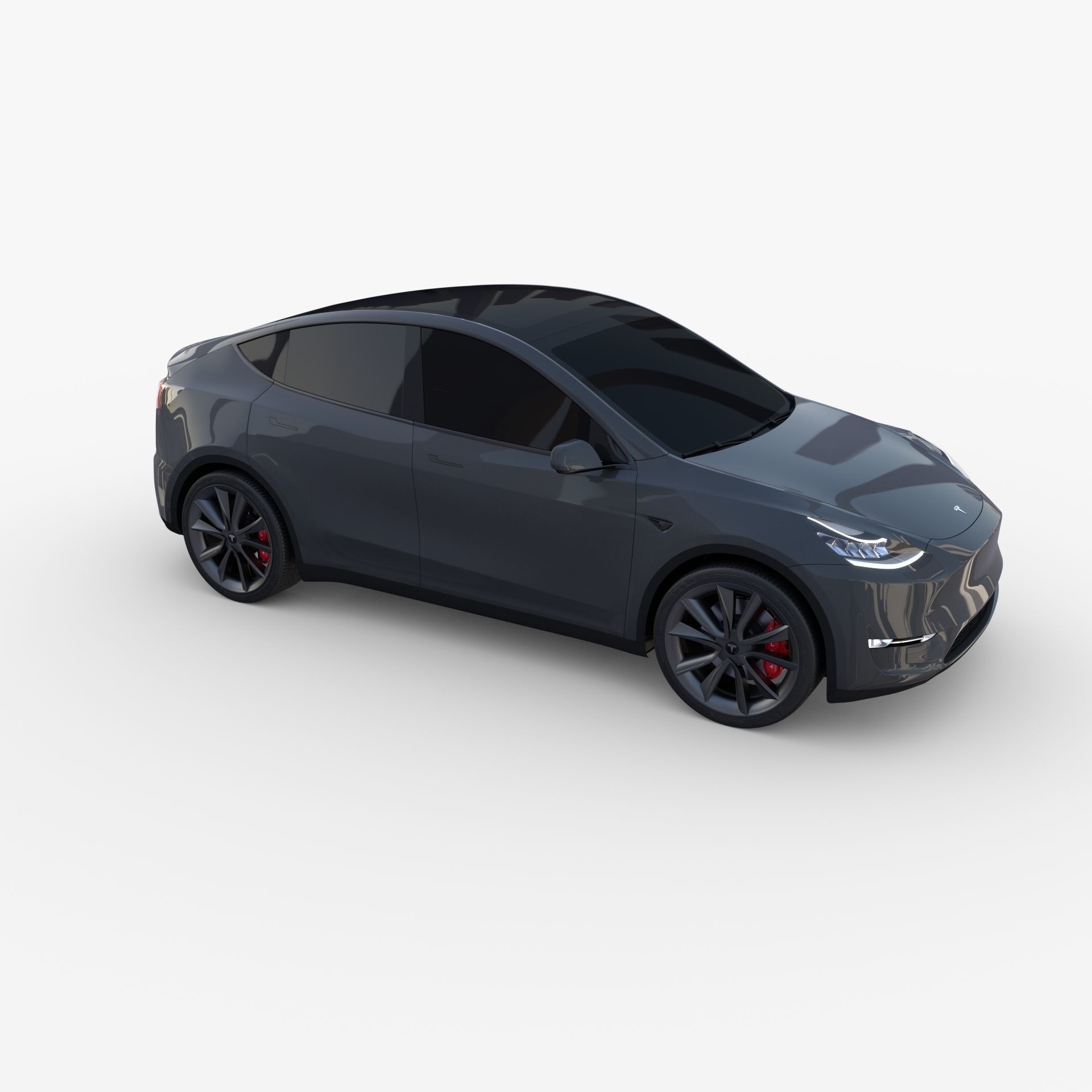 Tesla Model Y AWD Midnight Silver with chassis 3D model_10