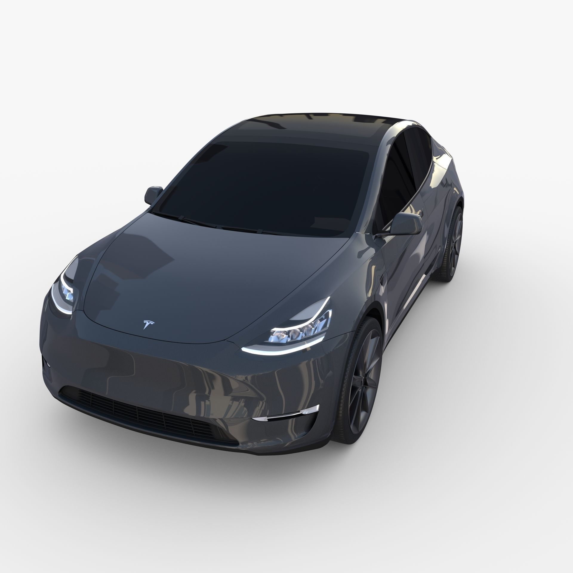 Tesla Model Y AWD Midnight Silver with chassis 3D model_14