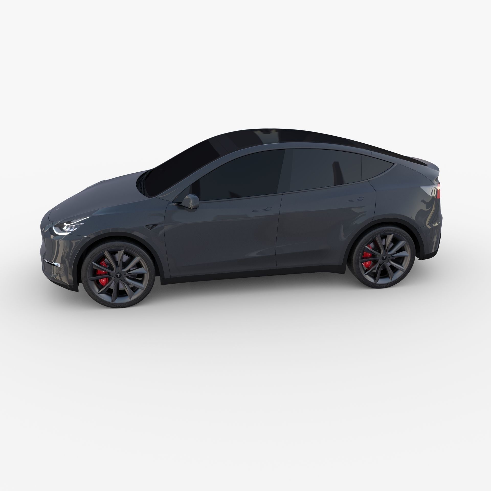 Tesla Model Y AWD Midnight Silver with chassis 3D model_7