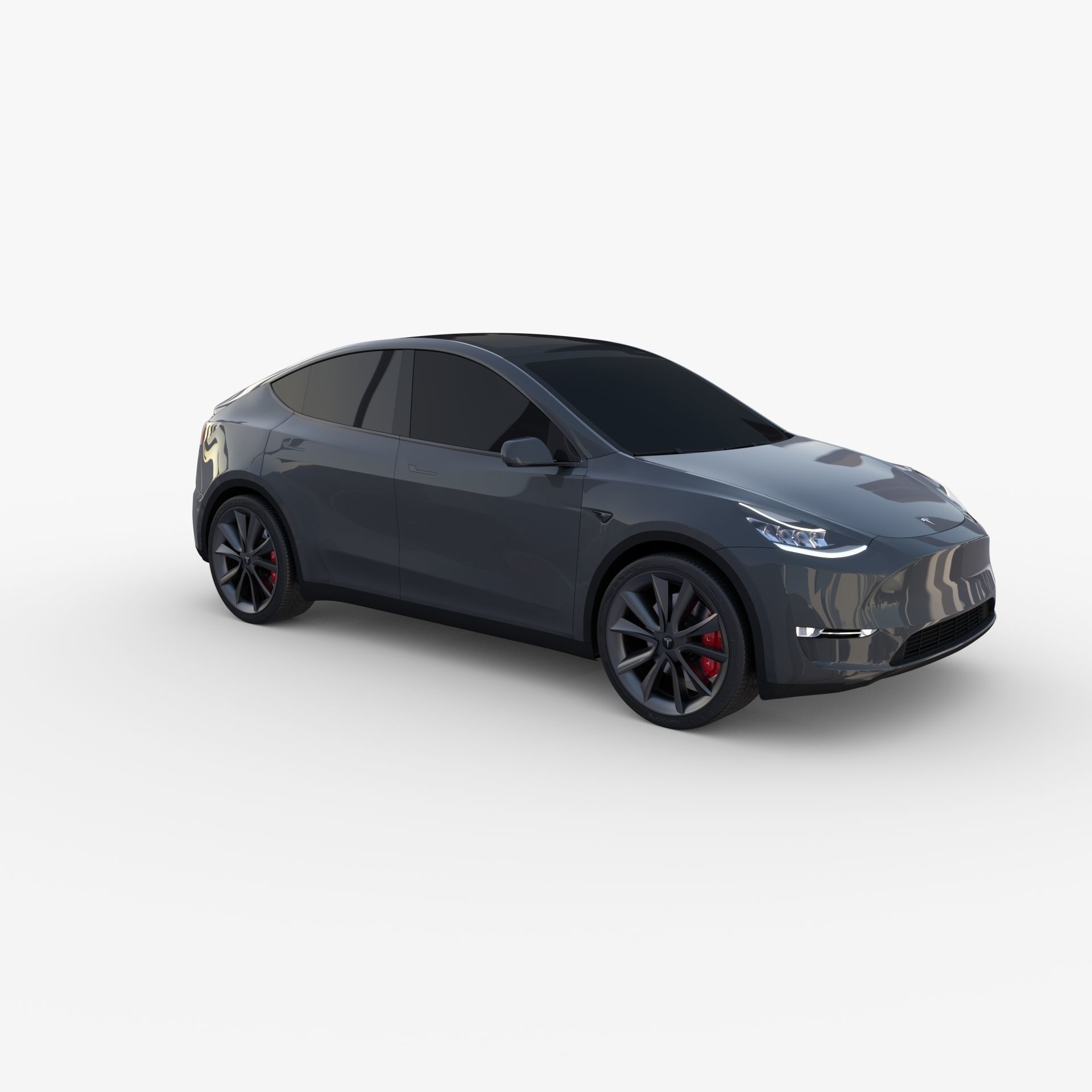 Tesla Model Y AWD Midnight Silver with chassis 3D model_5
