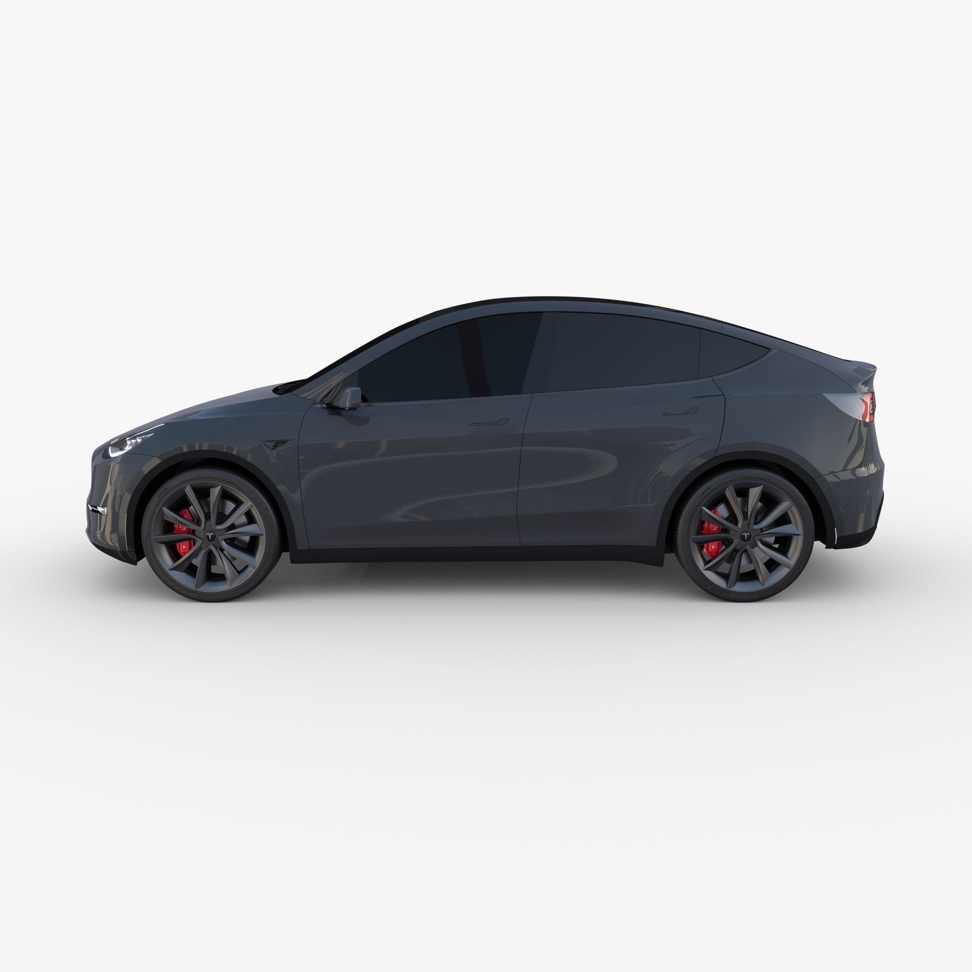 Tesla Model Y AWD Midnight Silver with chassis 3D model_2