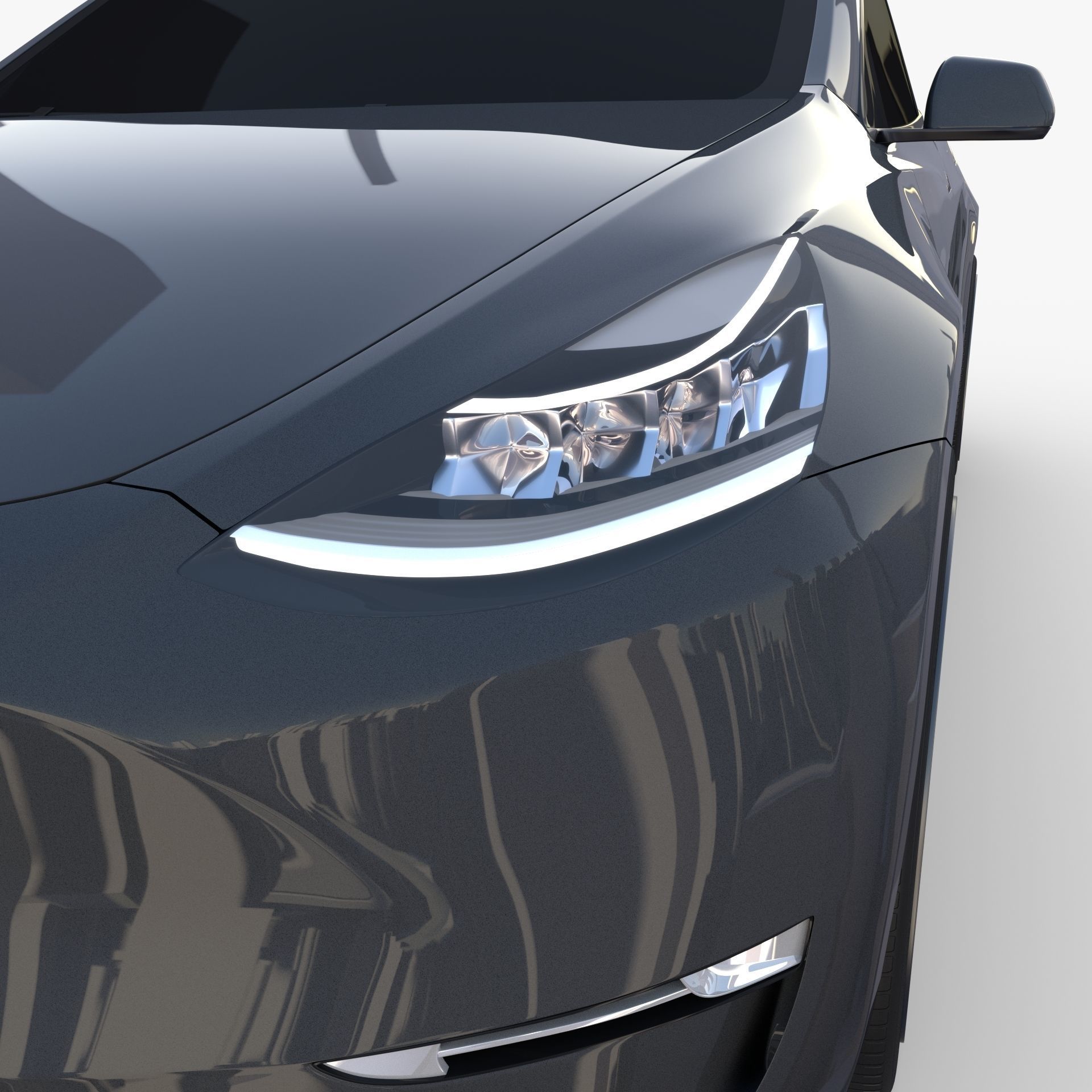Tesla Model Y AWD Midnight Silver with chassis 3D model_15