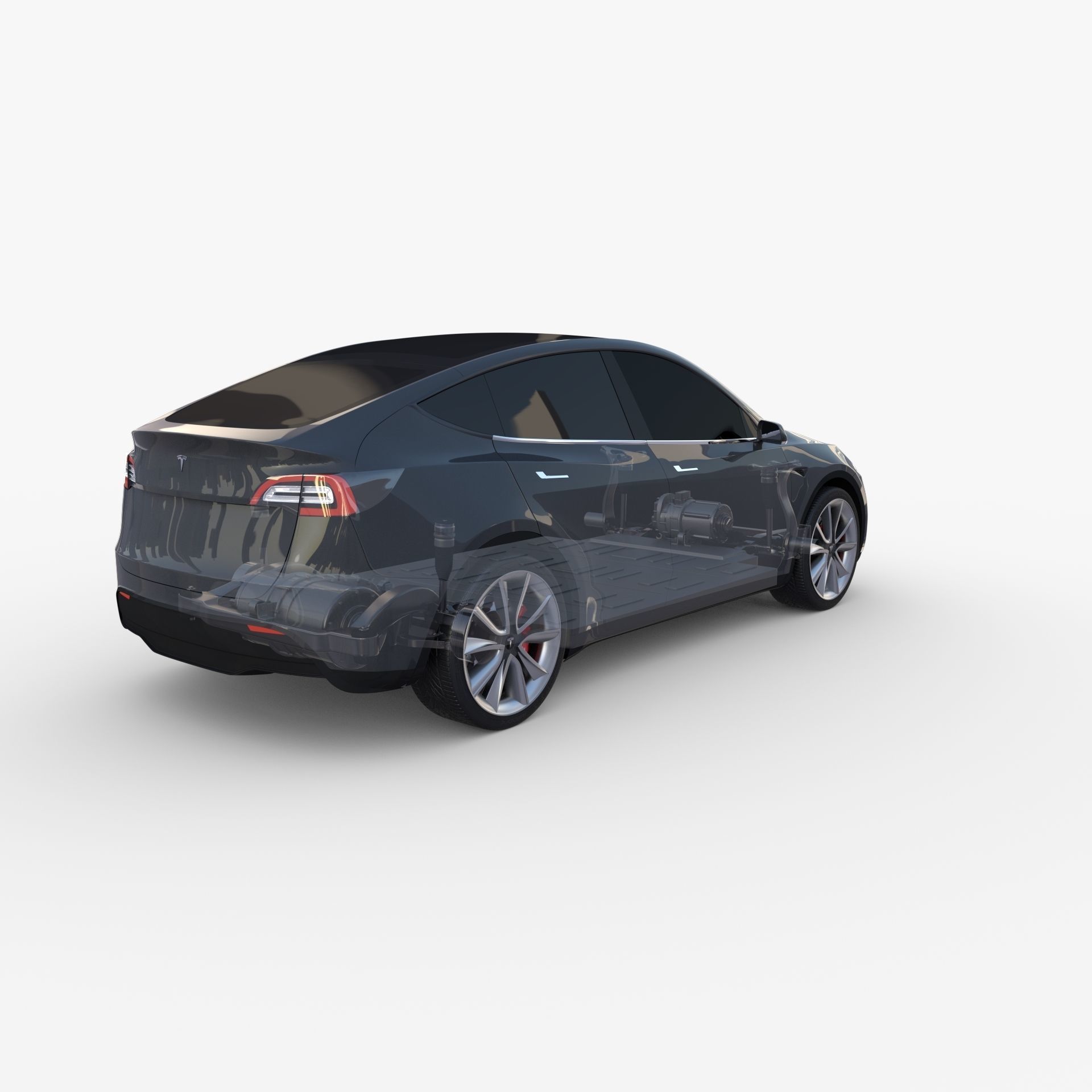 Tesla Model Y AWD Midnight Silver with chassis 3D model_23