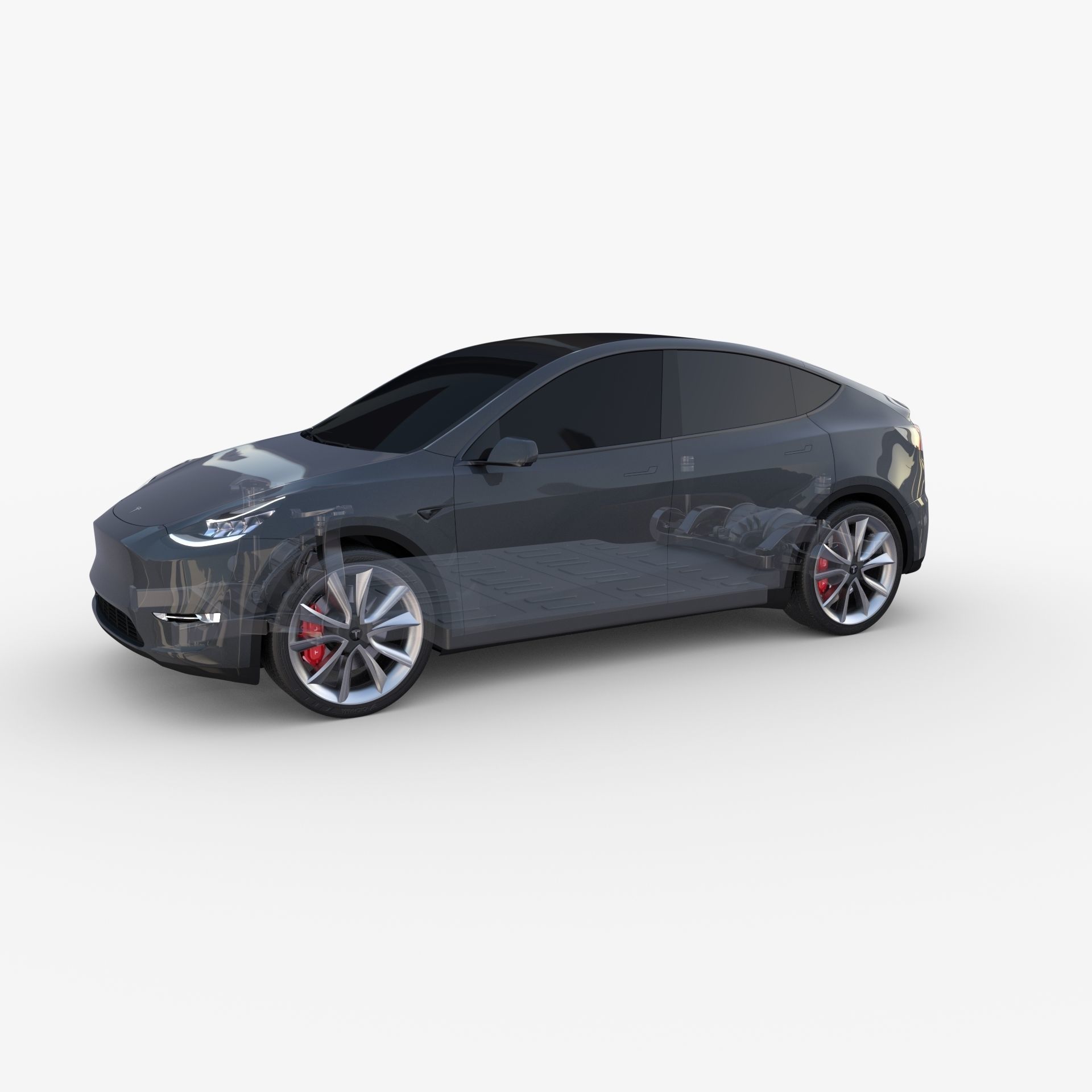 Tesla Model Y AWD Midnight Silver with chassis 3D model_21