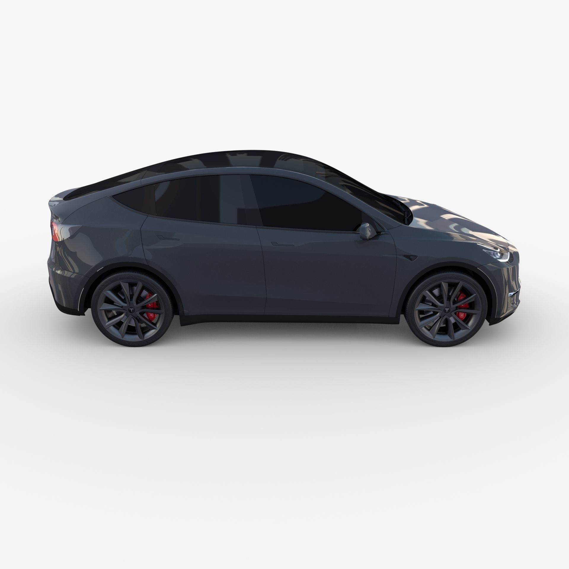 Tesla Model Y AWD Midnight Silver with chassis 3D model_9
