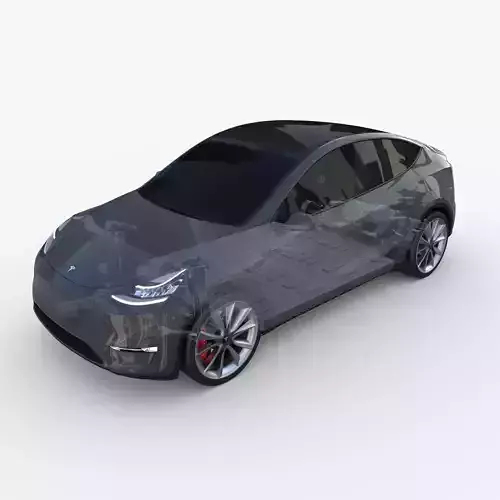 Tesla Model Y AWD Midnight Silver with chassis 3D model
