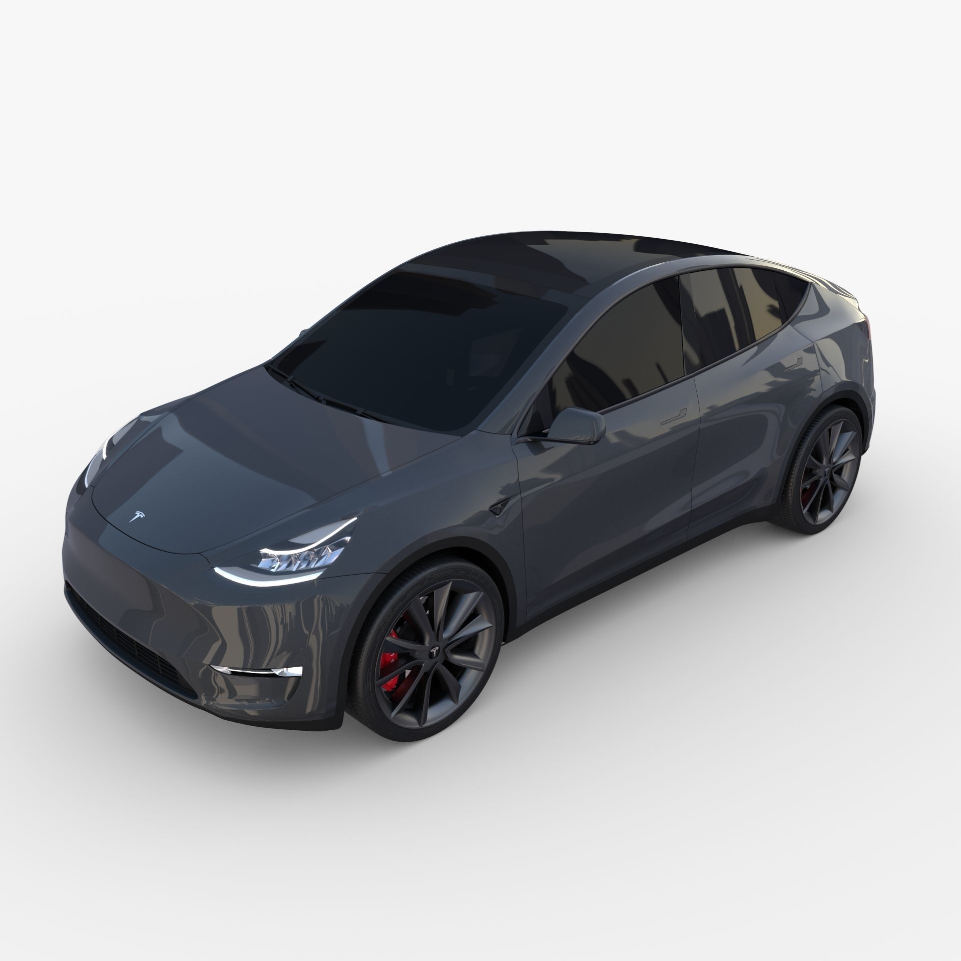 Tesla Model Y AWD Midnight Silver with chassis 3D model_11