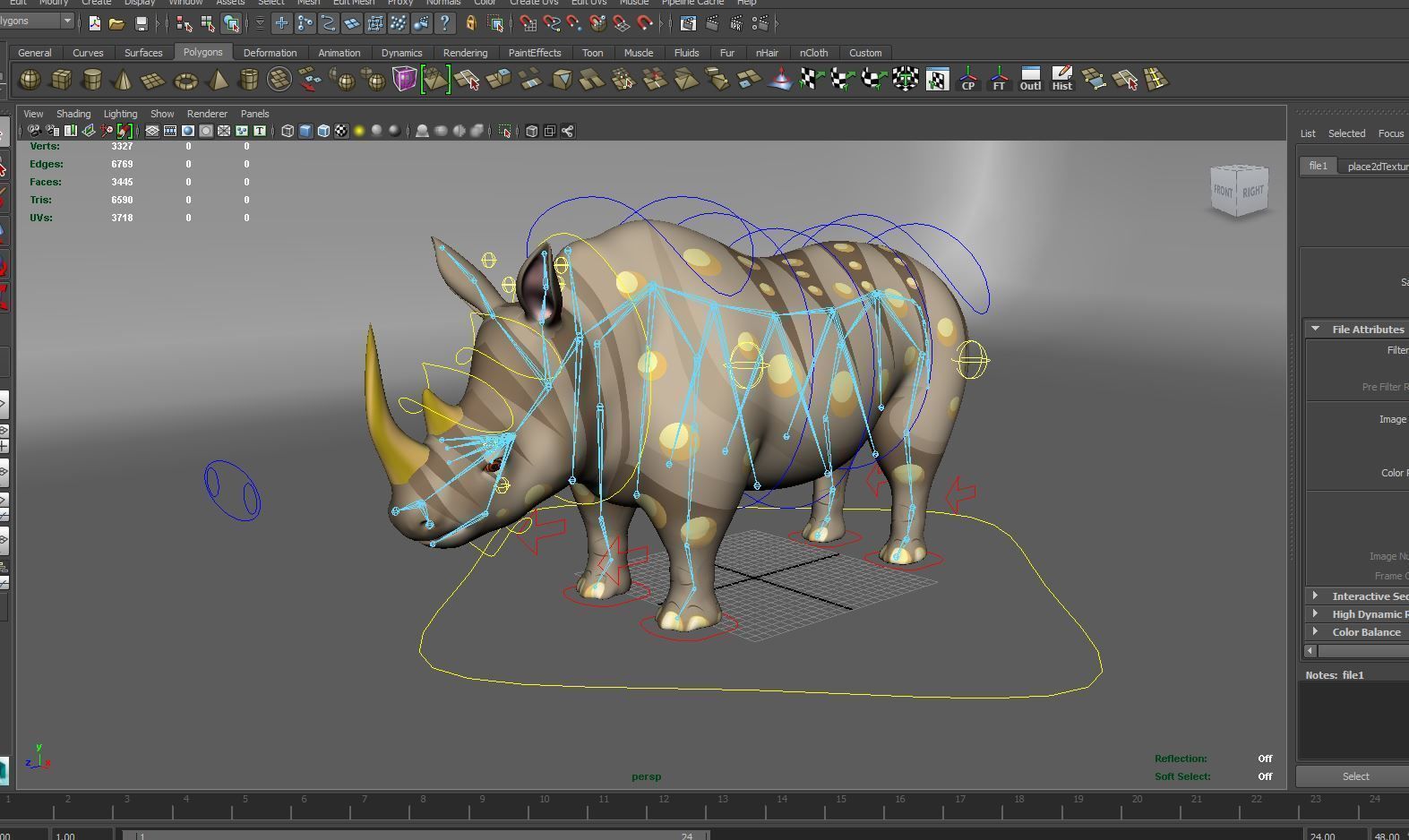 Cartoon Rhino Rigged and animated 3D Model Low-poly 3D model_20