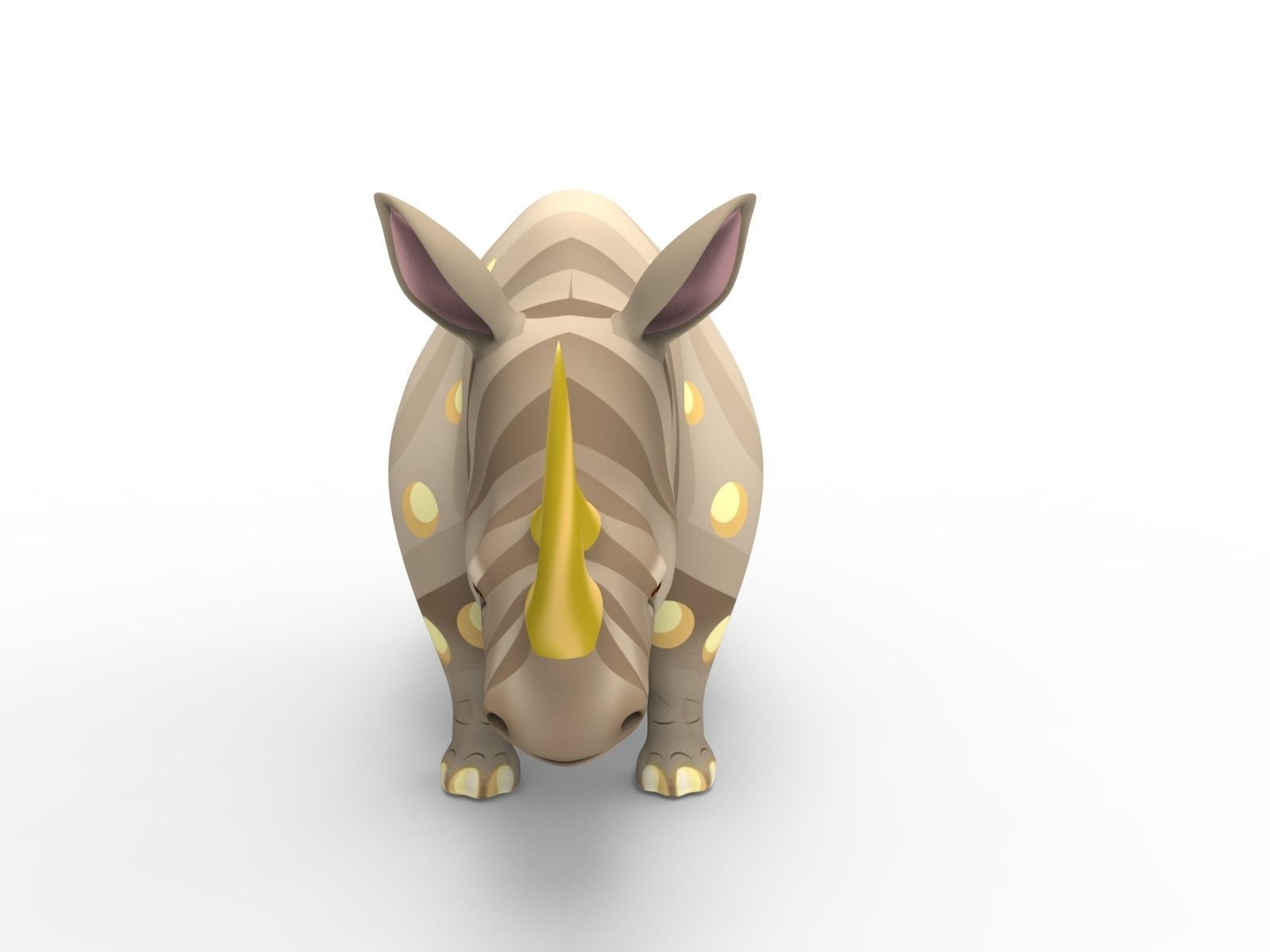 Cartoon Rhino Rigged and animated 3D Model Low-poly 3D model_8