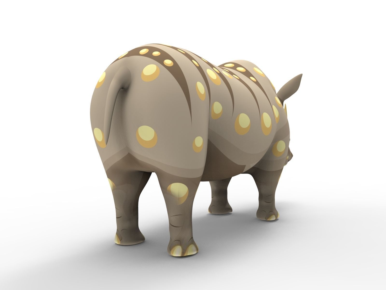 Cartoon Rhino Rigged and animated 3D Model Low-poly 3D model_5
