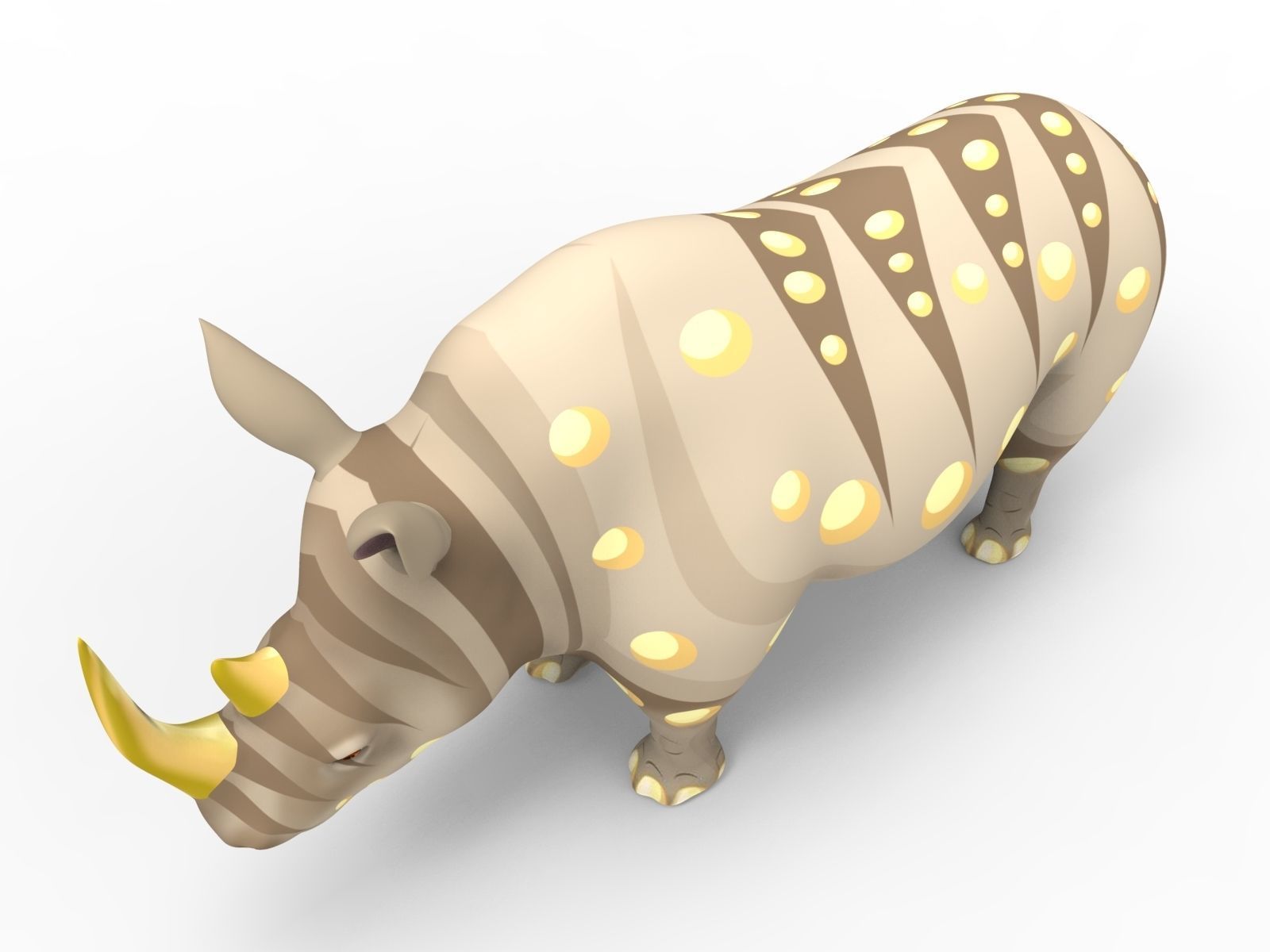 Cartoon Rhino Rigged and animated 3D Model Low-poly 3D model_2