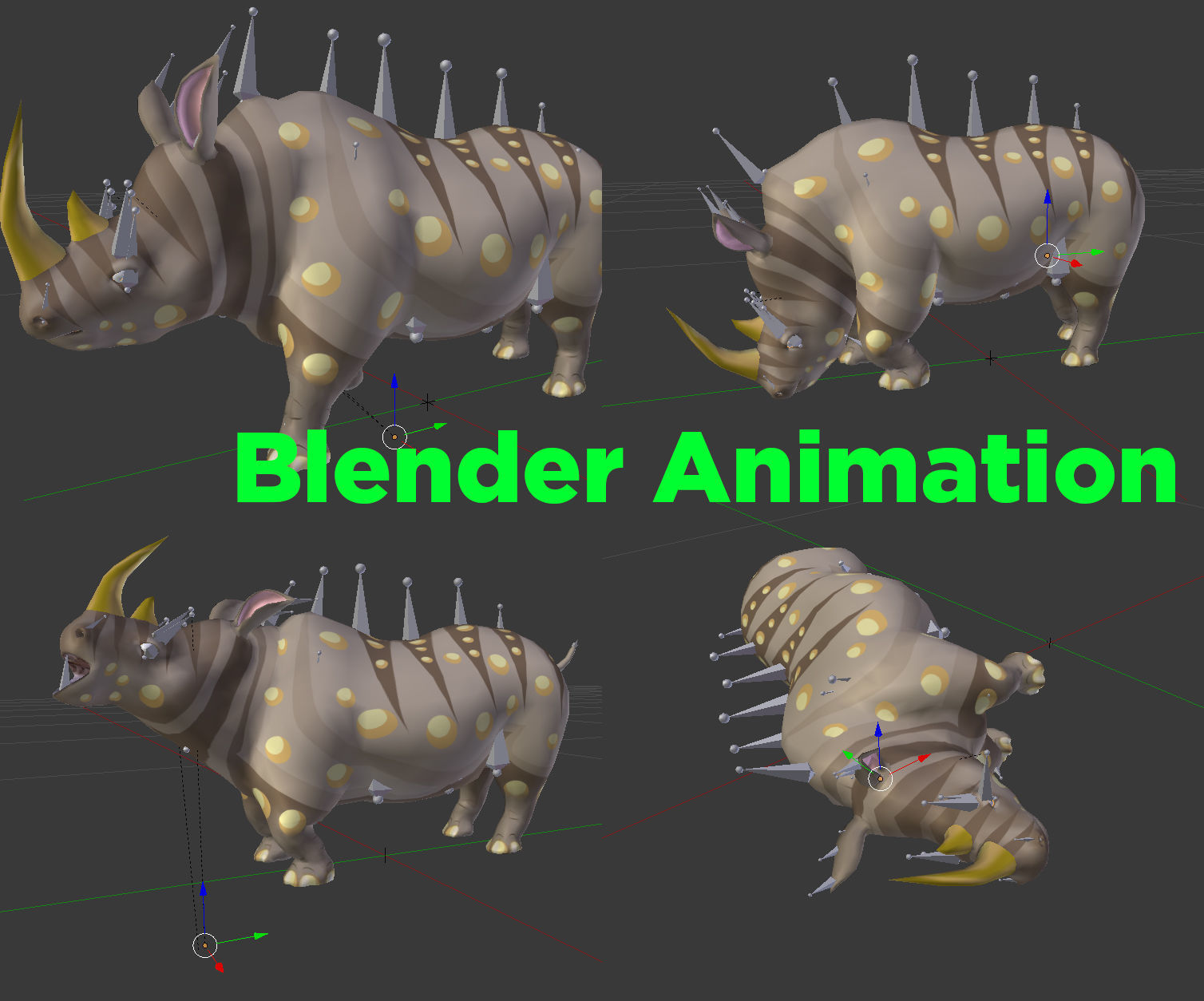 Cartoon Rhino Rigged and animated 3D Model Low-poly 3D model_15