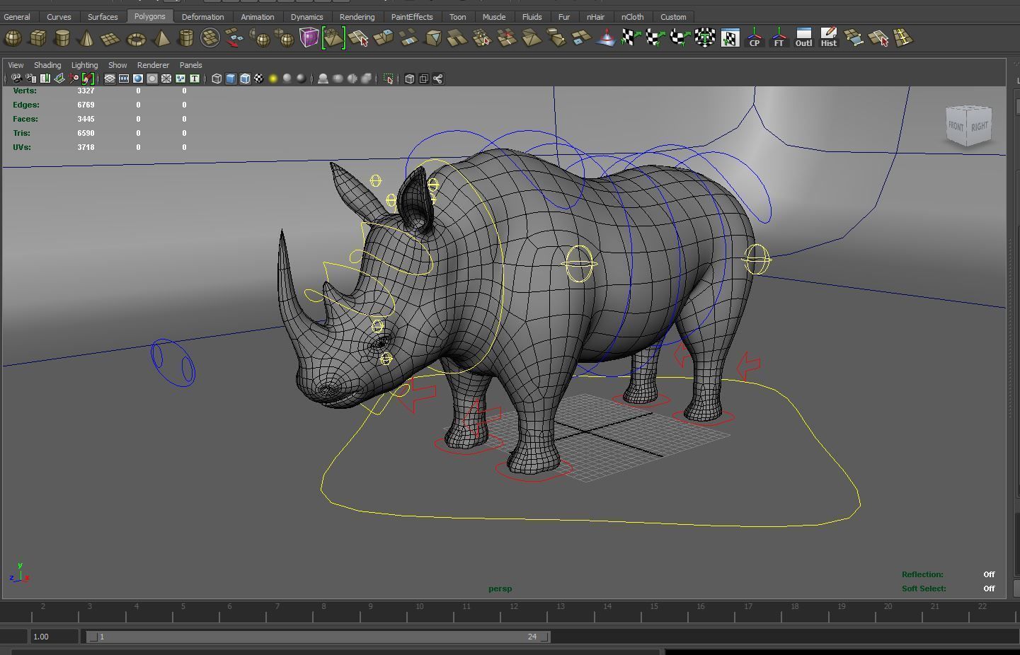 Cartoon Rhino Rigged and animated 3D Model Low-poly 3D model_19