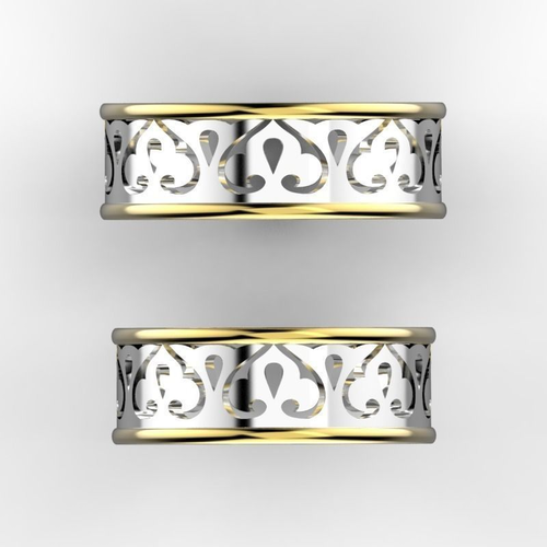 Wedding rings with ornament